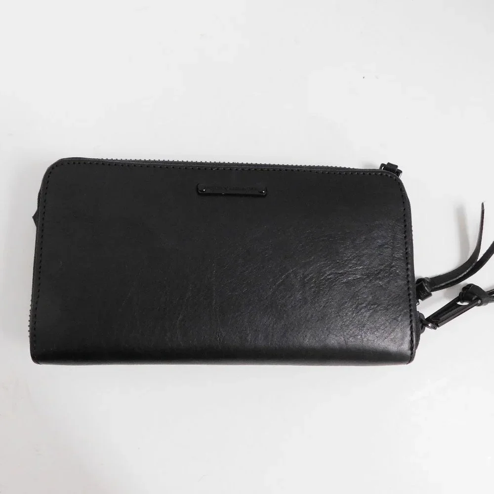 New Rebecca‎ MinkoffBlack Leather Three Zip Around Large Clutch Wallet